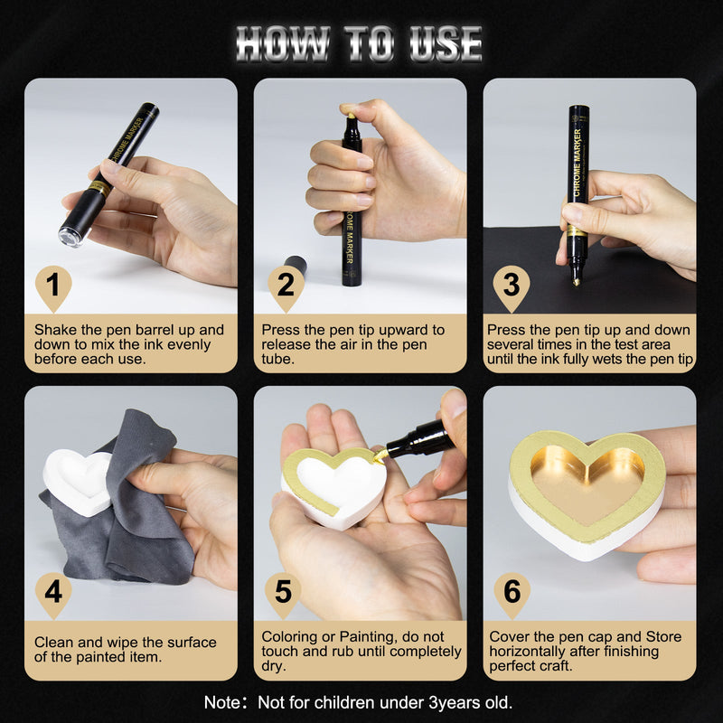 JDiction Chrome Markers & Cleaner Set - Liquid Mirror Metallic 3 Colors