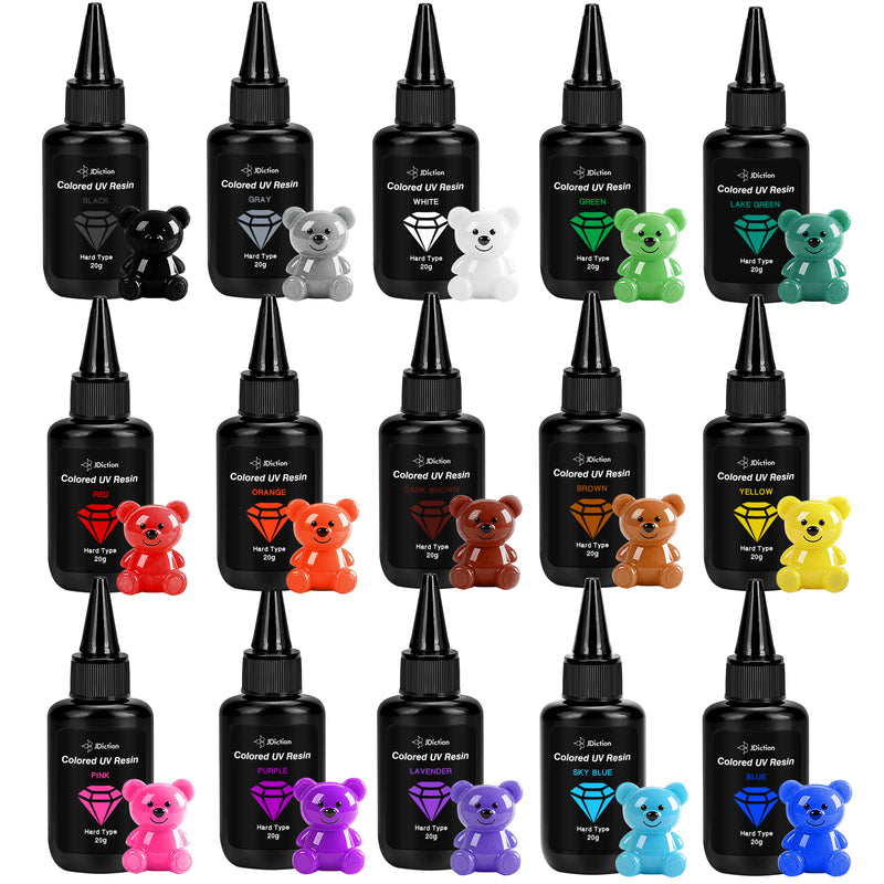 JDiction Colored UV Resin 15 Colors Kit - 300g
