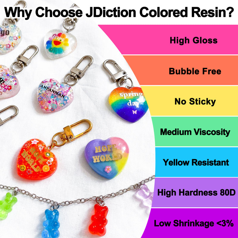 JDiction Colored UV Resin 15 Colors Kit - 300g