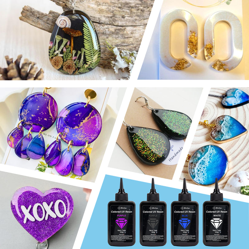 JDiction Colored UV Resin 100g - 4 colors Black Blue Purple White