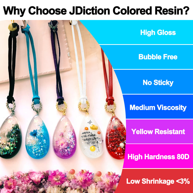 JDiction Colored UV Resin 100g - 5 colors Black Blue Red Purple White
