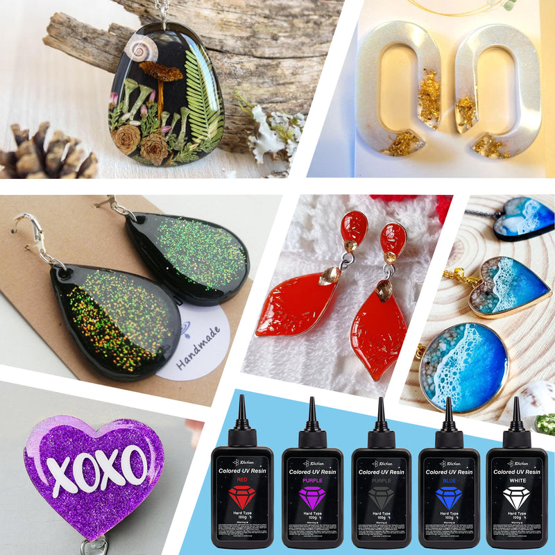 JDiction Colored UV Resin 100g - 5 colors Black Blue Red Purple White
