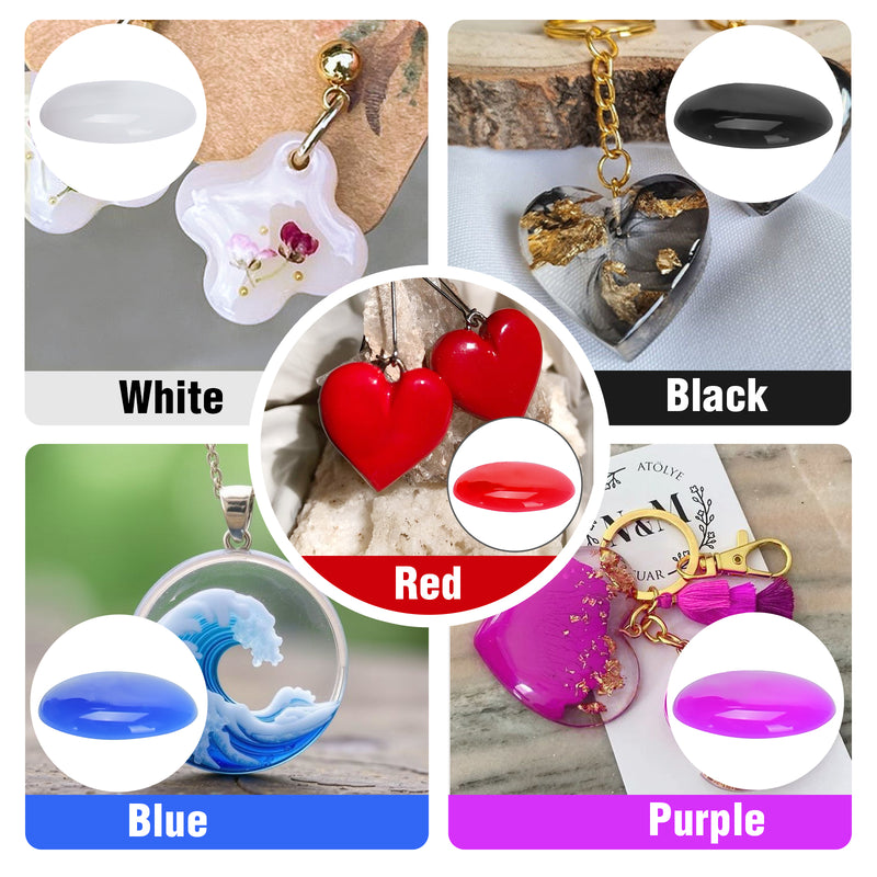 JDiction Colored UV Resin 100g - 5 colors Black Blue Red Purple White