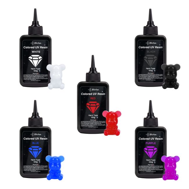 JDiction Colored UV Resin 100g - 5 colors Black Blue Red Purple White
