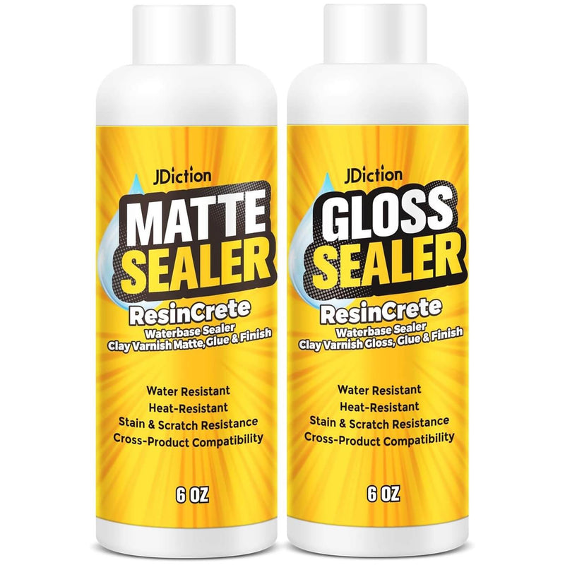 JDiction Sealer Set for ResinCrete & Clay – Gloss 6OZ + Matte 6OZ